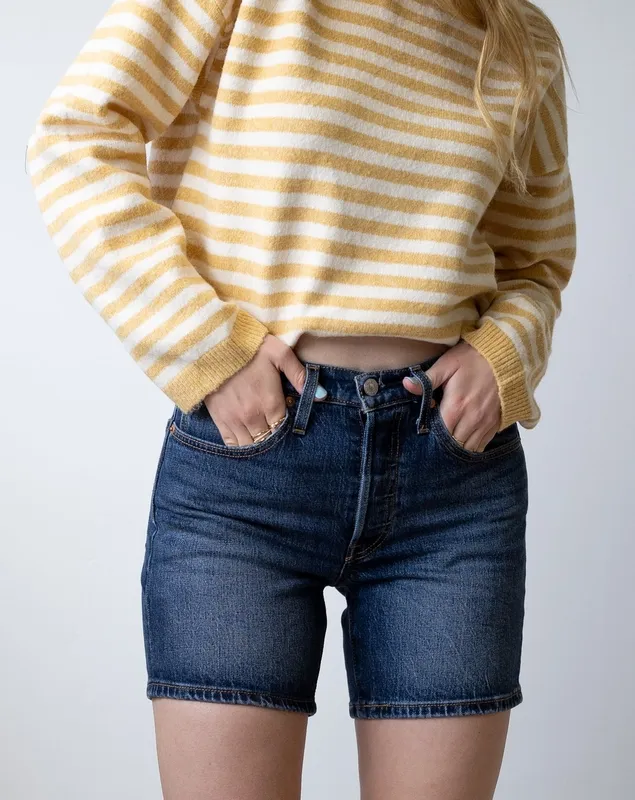 Mid-Thigh Denim Shorts