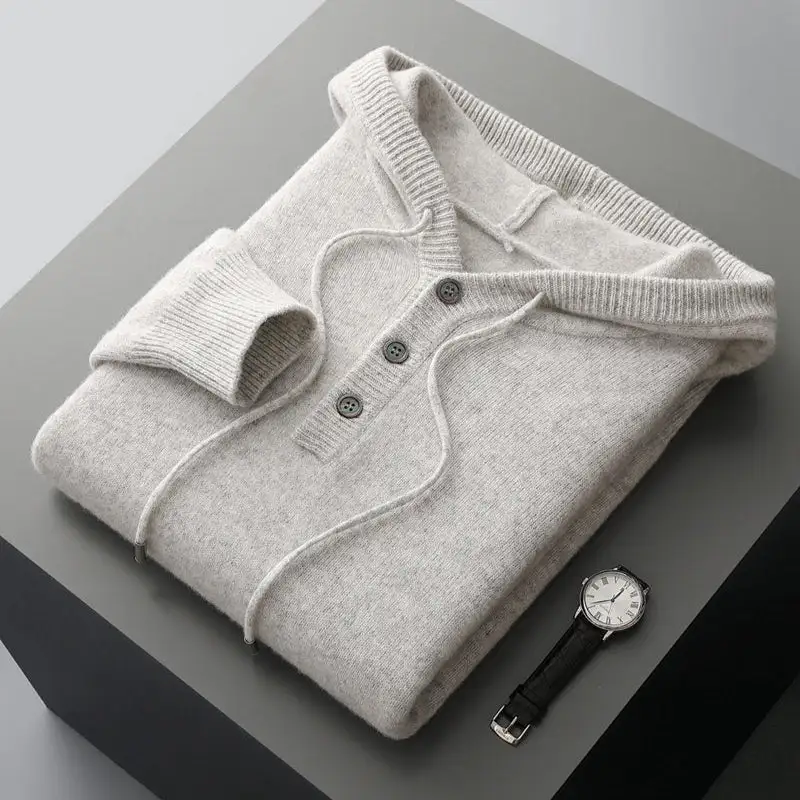 Ribbed Merino Hooded Sweater