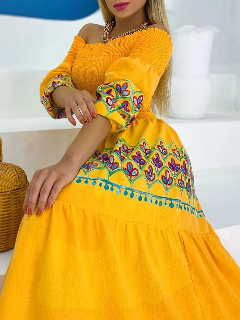 Casual One-shoulder Printed Maxi Dress