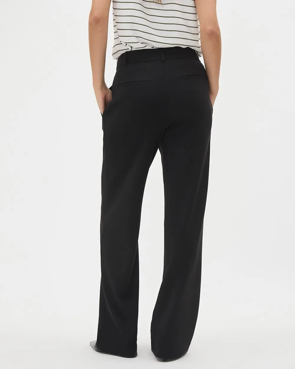 Black Knit High-Rise Long-Wide-Leg Pant