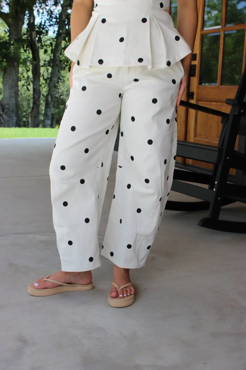 Easy Dot Barrel Pants Set