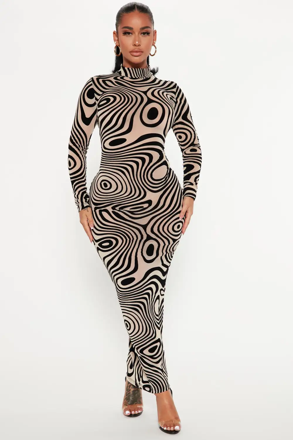 City Vision Mesh Maxi Dress - Black/combo