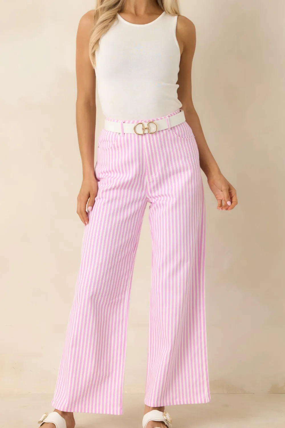 Striped Cotton Casual Pants