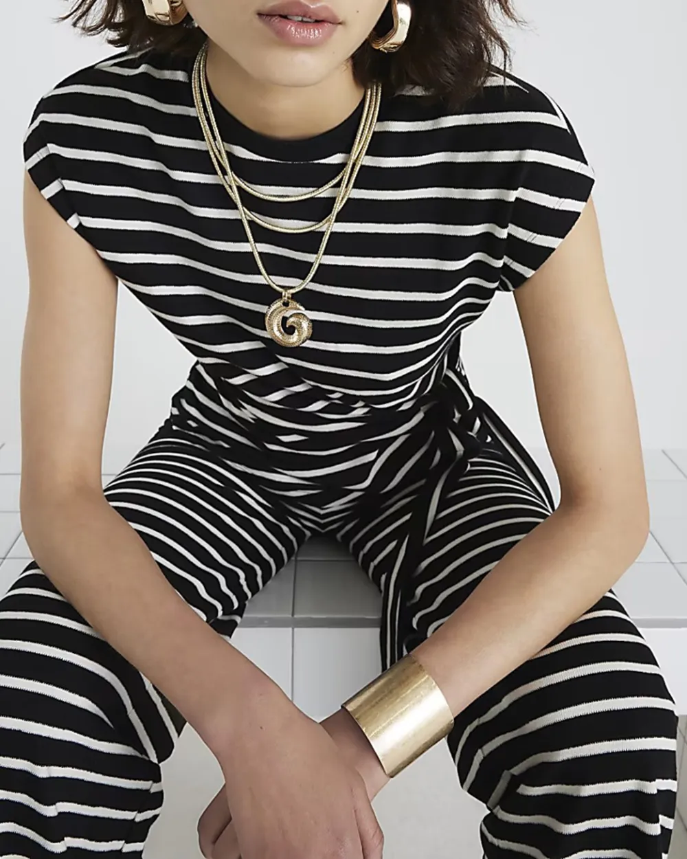 Black And White Striped All-Match Short-Sleeved T-Shirts