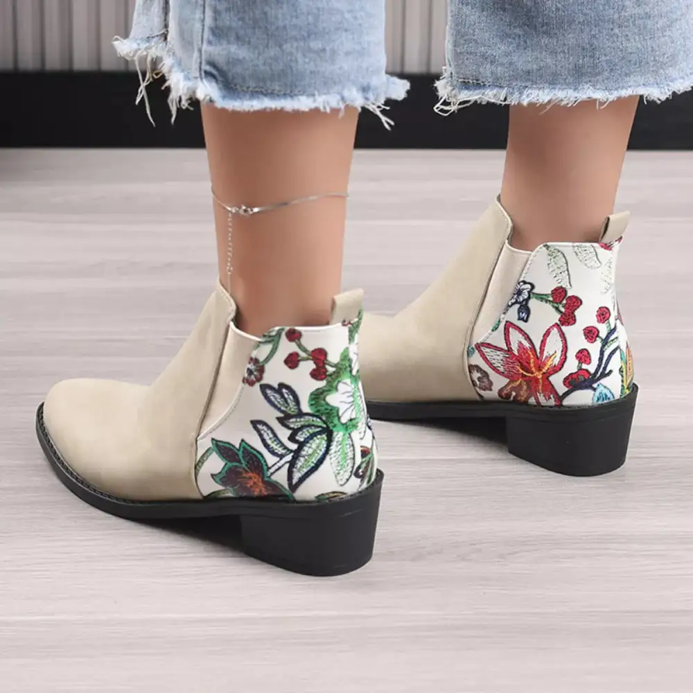 Pointed Toe Block Heel Ankle Boots