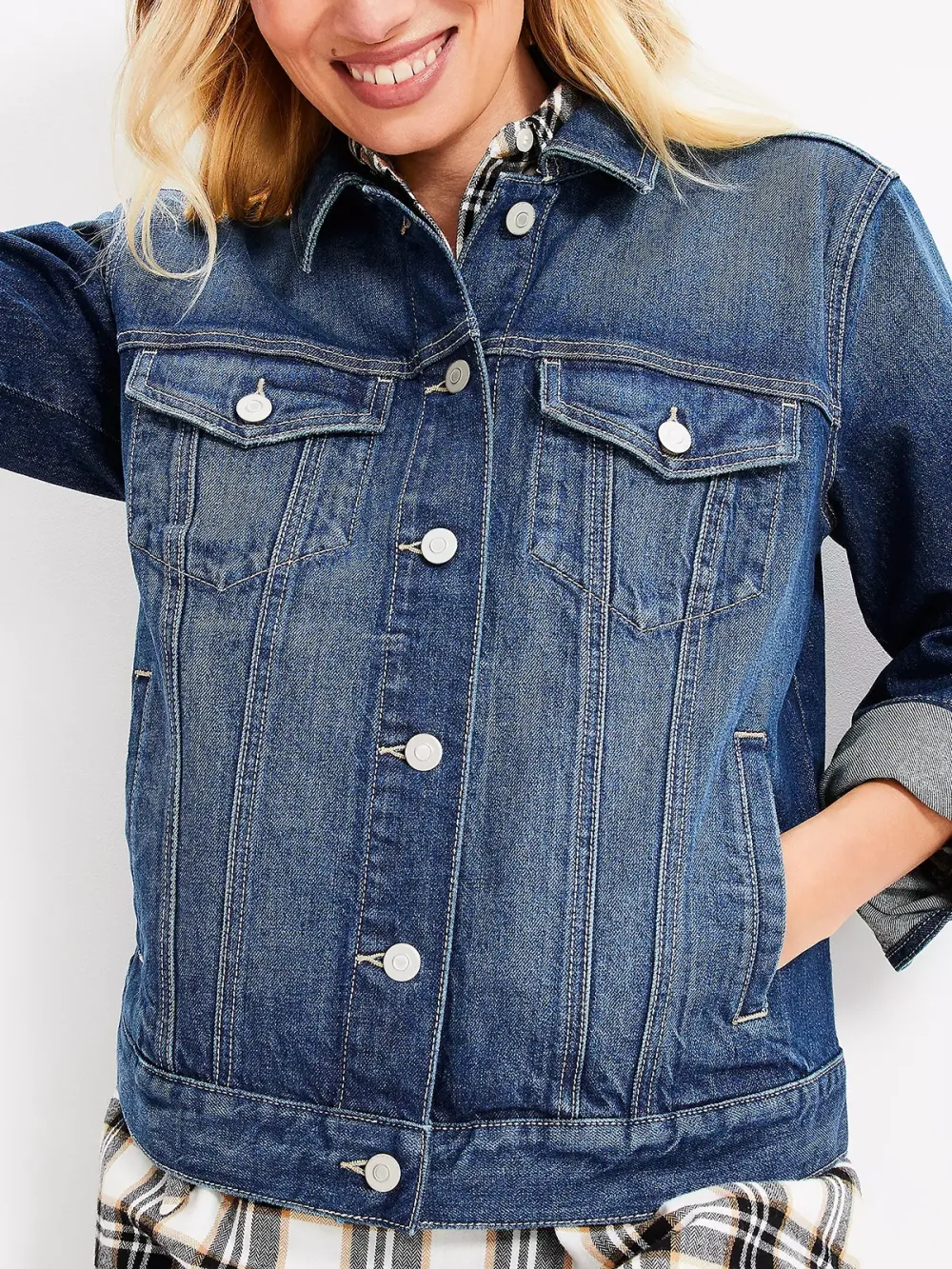Denim Trucker Jacket In Classic Mid Wash