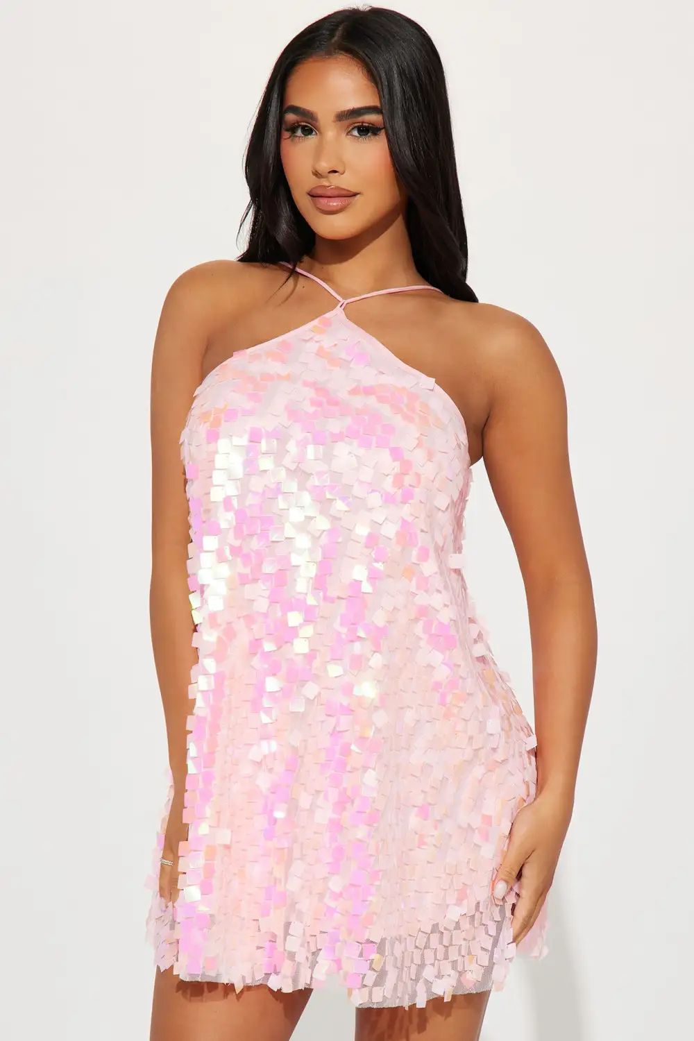 Alice Sequin A Line Mini Dress - Pink