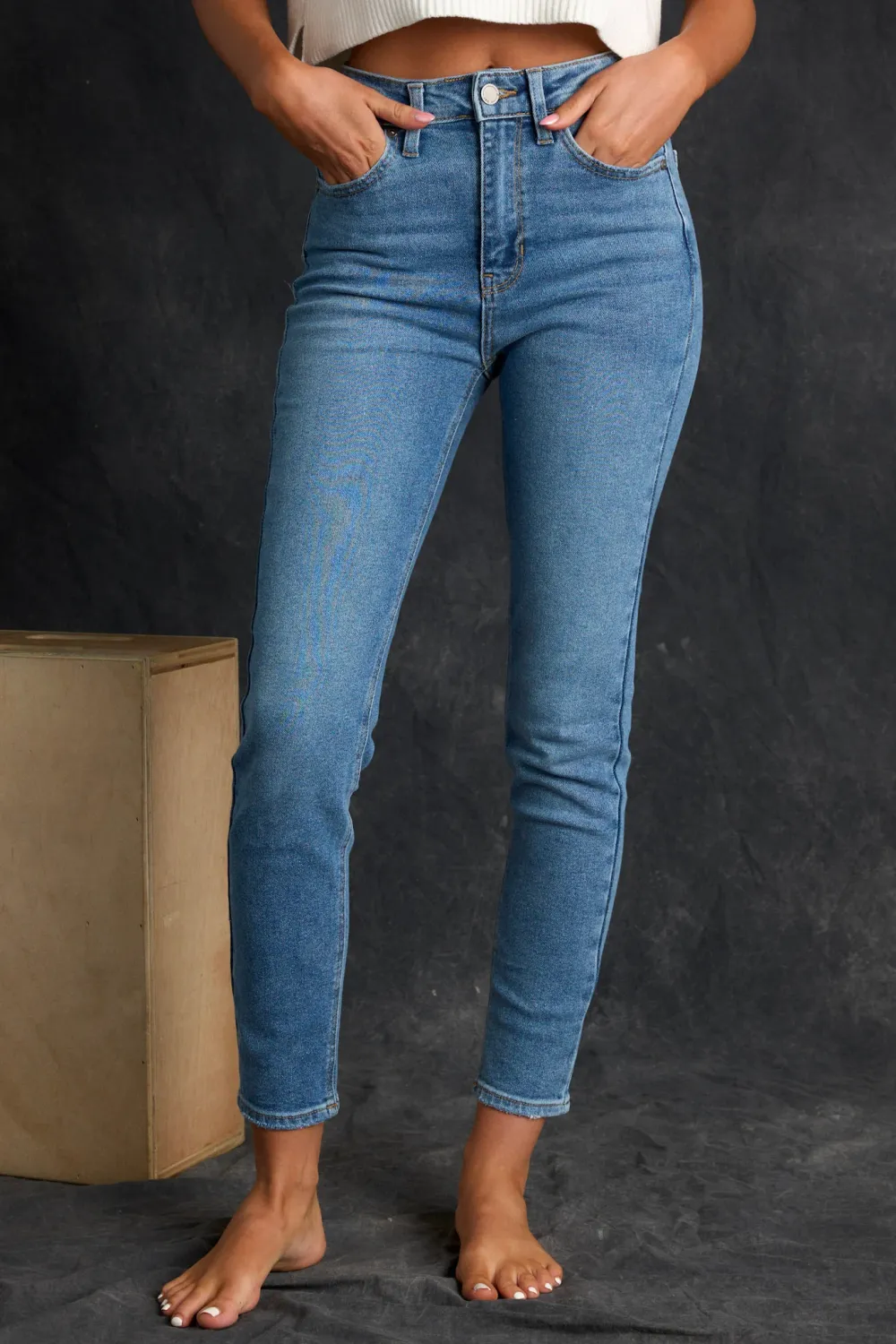 Medium Wash Stretch Skinny Jeans