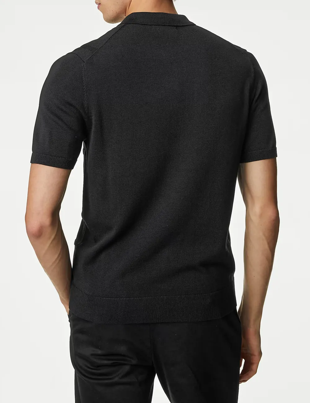 Cotton Modal Zip Up Knitted Polo Shirt