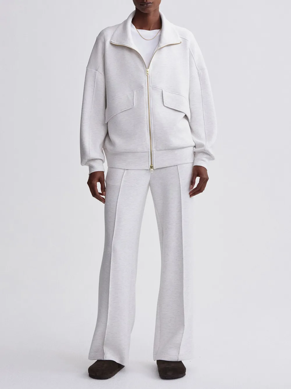 Modern Full-Zip Stand-Collar Pocketed Sweatshirt