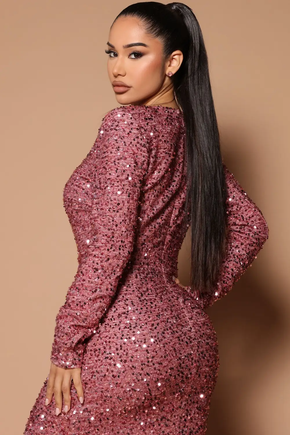 Bianca Sequin Maxi Dress - Mauve