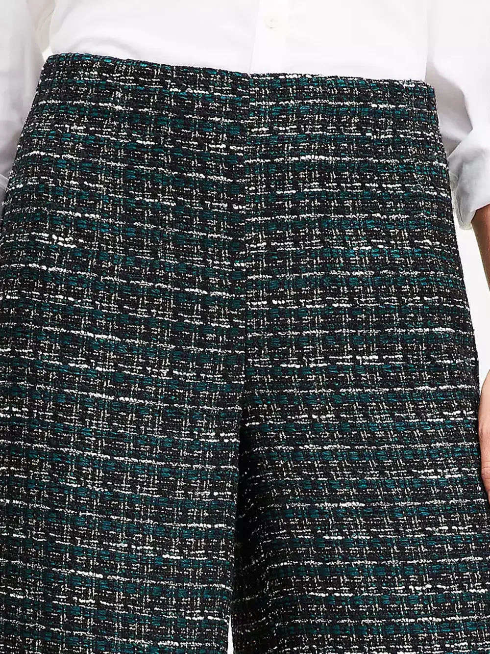 Darted Palazzo Pants In Textured Tweed