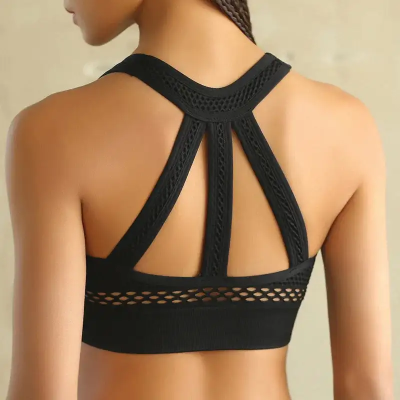 Mesh Sports Bra with Decorative Strappy Back