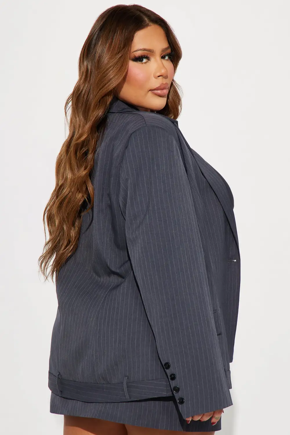 Nessa Blazer Skirt Set - Grey