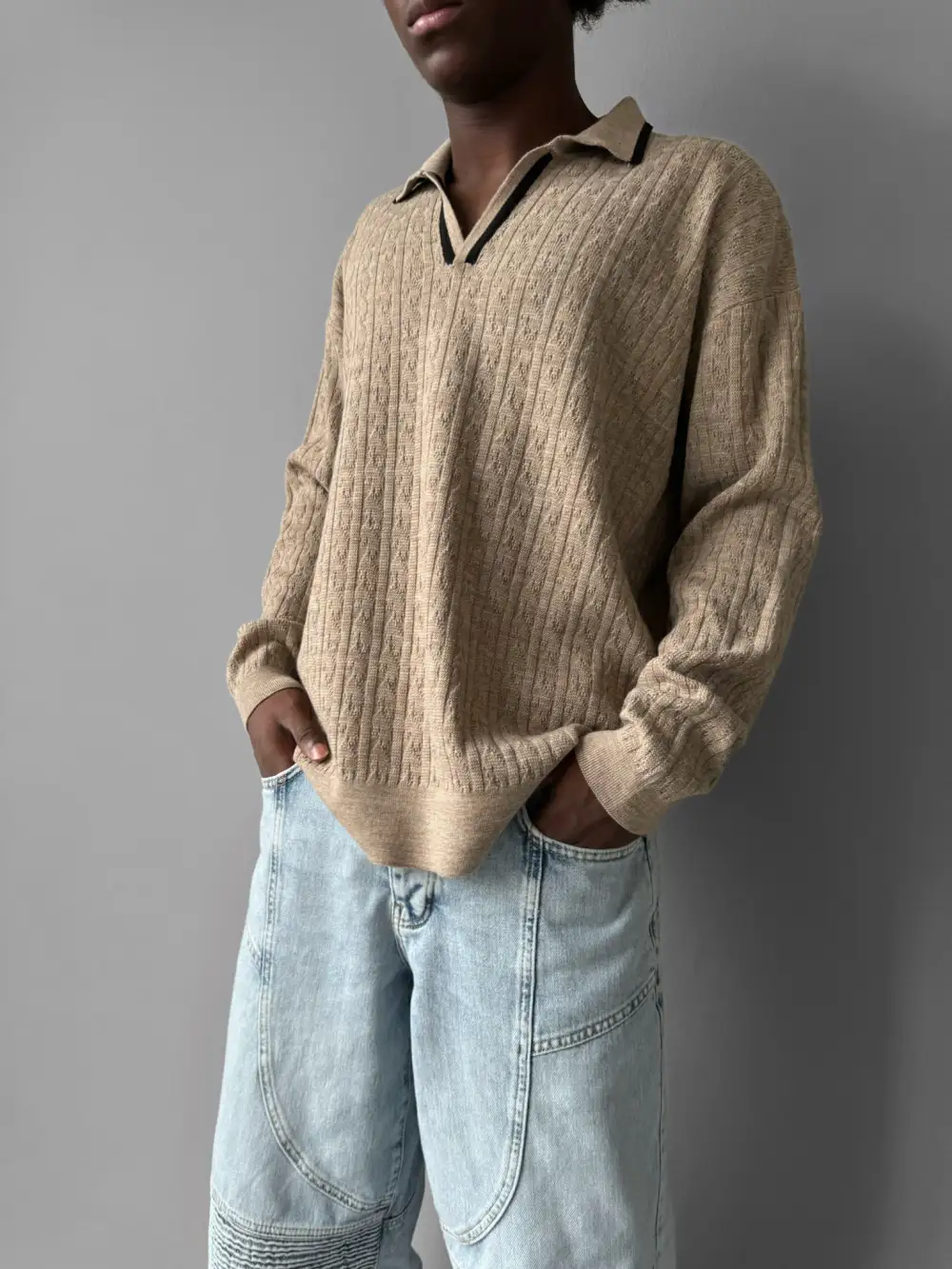 Soft Touch Relaxed Polo Collar Sweater