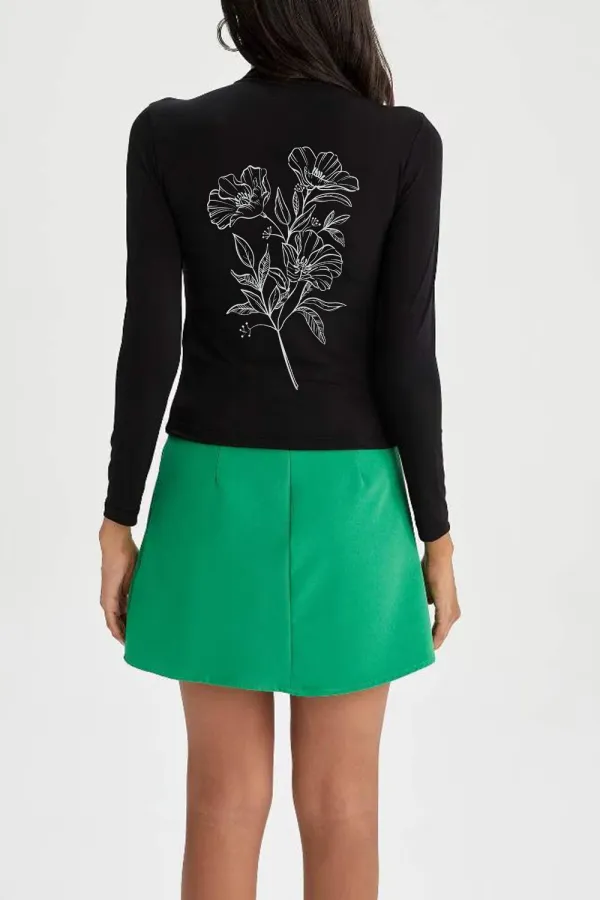 Slim Fit Half Turtleneck Long Sleeve T-Shirt