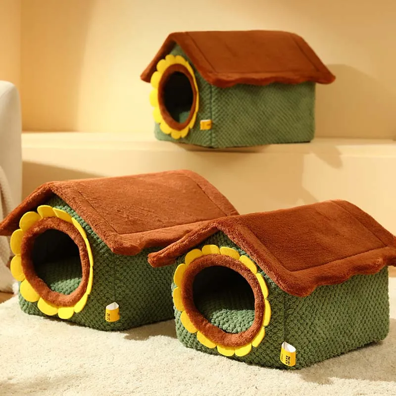 Adorable Sunflower Farm Plush Cat House