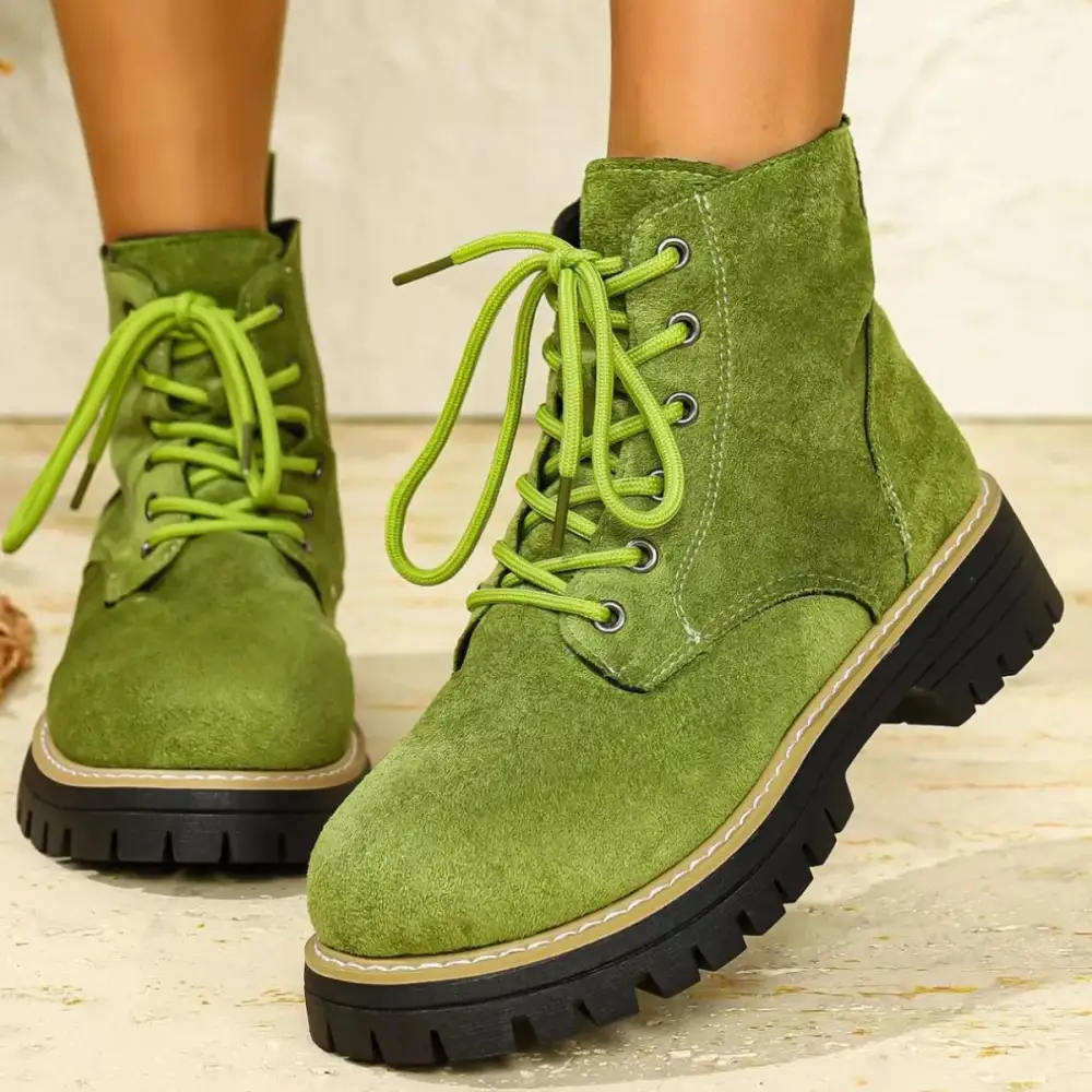 Round Toe Lace-Up Boots
