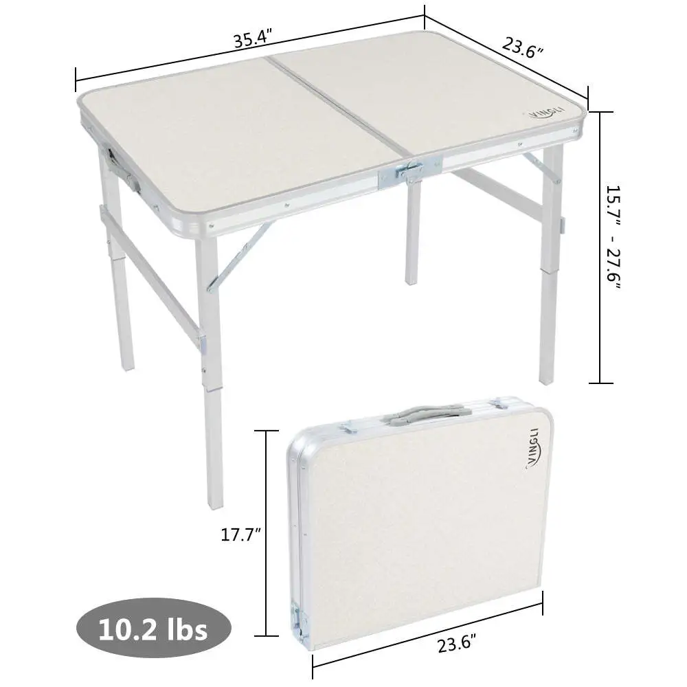 (Closing Store Sale) 3FT Portable Small Folding Camping Table Adjustable Height Aluminum Table