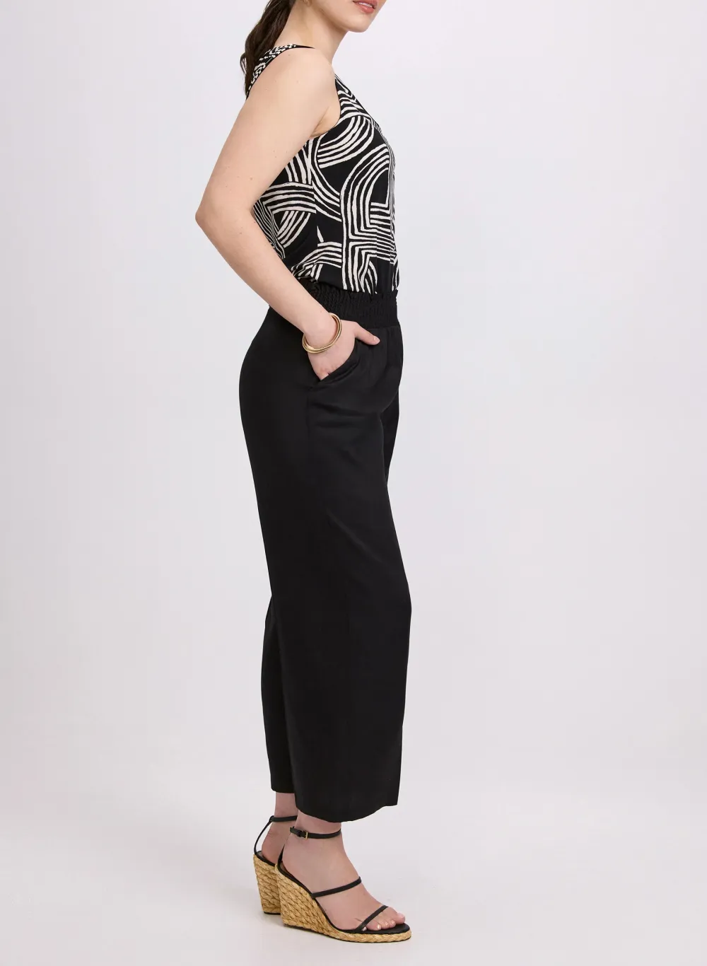 Embroidered Floral Denim Wide-Leg Pants