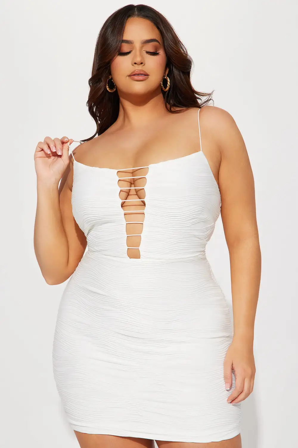 Ria Textured Mini Dress - Ivory
