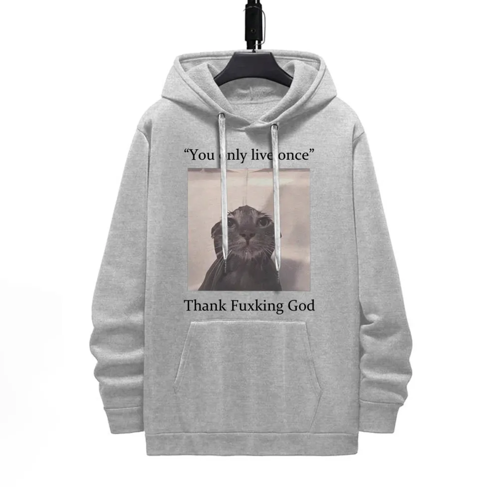 YOU ONLY LIVE ONCE THANK YOU FK GOD PATTERN PRINTED HOODIE
