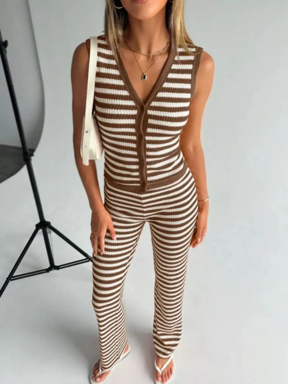 Striped Knit Jumpsuit