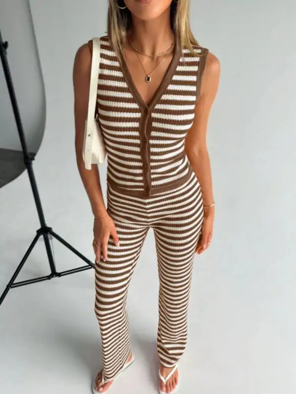 Striped Knit Jumpsuit