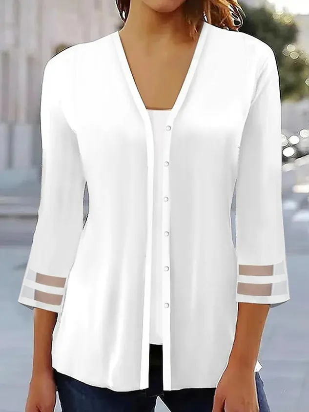 Loose Wrap Plain Casual Shirt