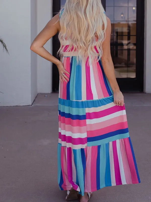 Colorblock Sleeveless Elegant Dress