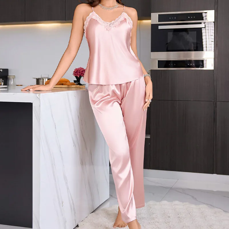 Sleeveless Pajama Loungewear Silk Set