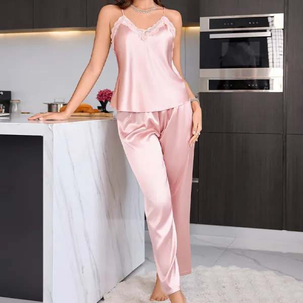 Sleeveless Pajama Loungewear Silk Set