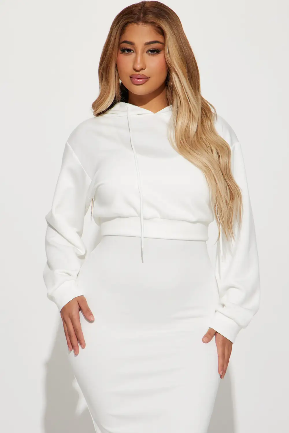Quinn Sweater Midi Dress Set - White