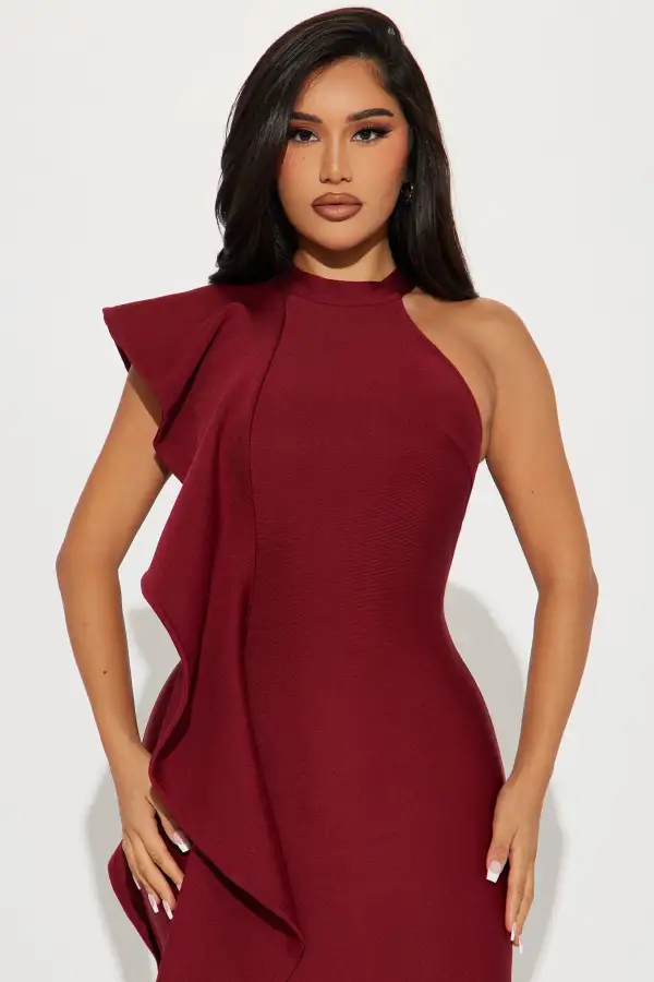 Raylin Bandage Midi Dress - Burgundy
