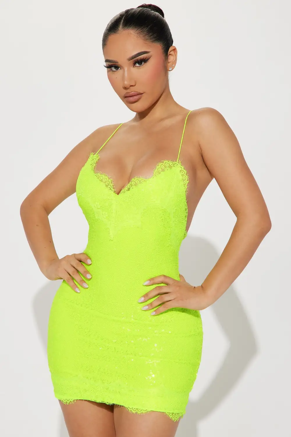 Tameless Muse Sequin Mini Dress - Lime