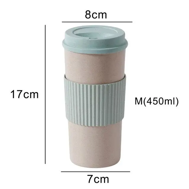 (Store Closing Sale) Wheat Fiber Straw Coffee Mug Double-wall Insulation Eco-friendly Coffee Cup Travel Leakproof Gift Mugs