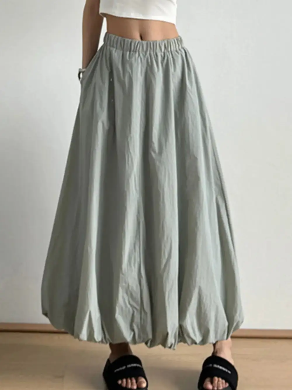Elastic Waist Maxi Skirt