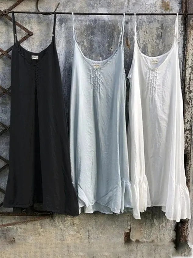 Women's Casual Cotton Ins Sleeveless Camisole Dress