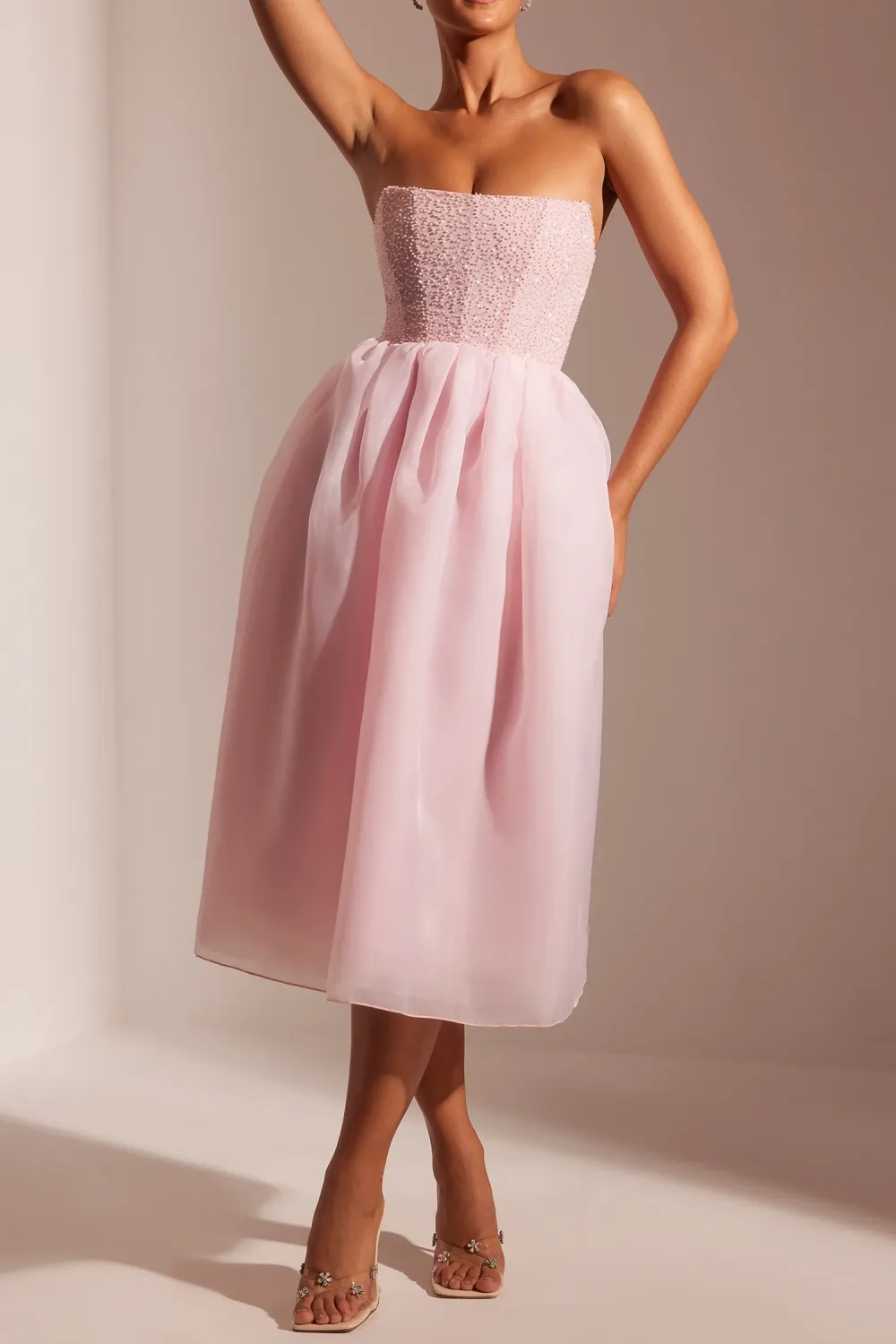 Luxurious Romantic Fluffy Organza Mid-Length