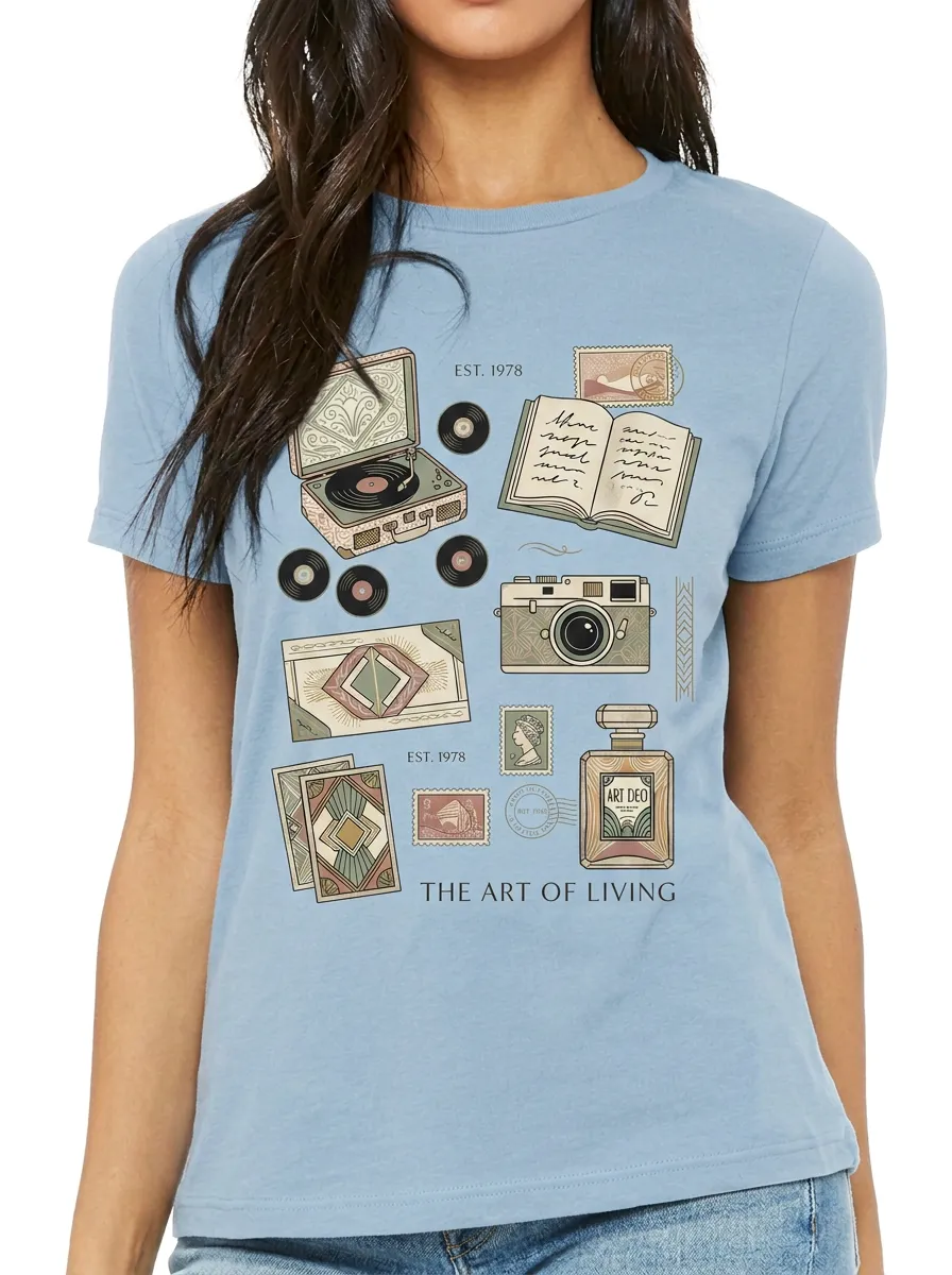 Women's Vintage Aesthetic Art Deco Objects Printed T-shirt