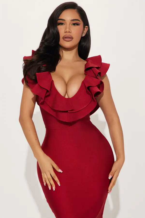 Pixie Bandage Midi Dress - Red