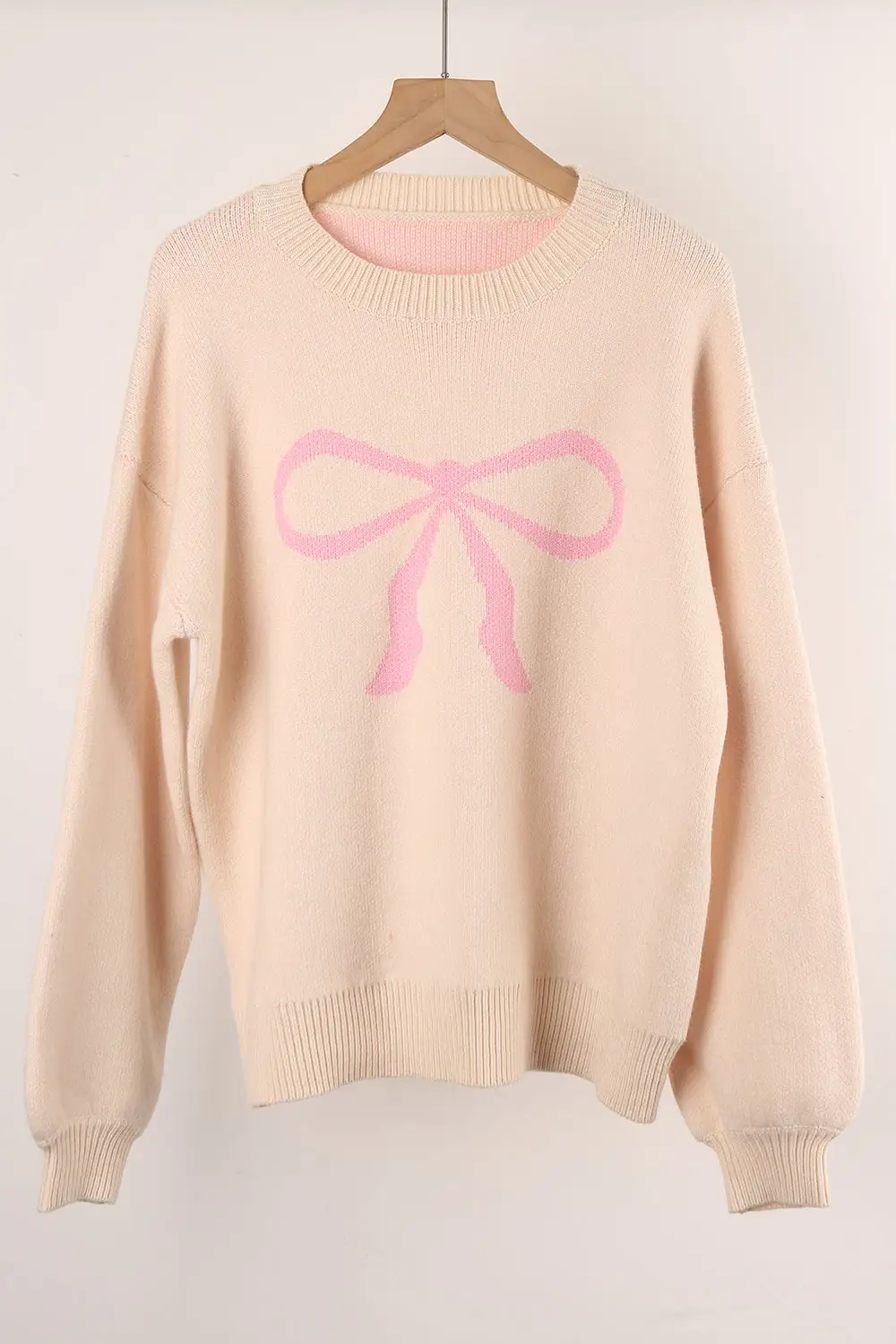 Long Sleeve Bow Knit Sweater