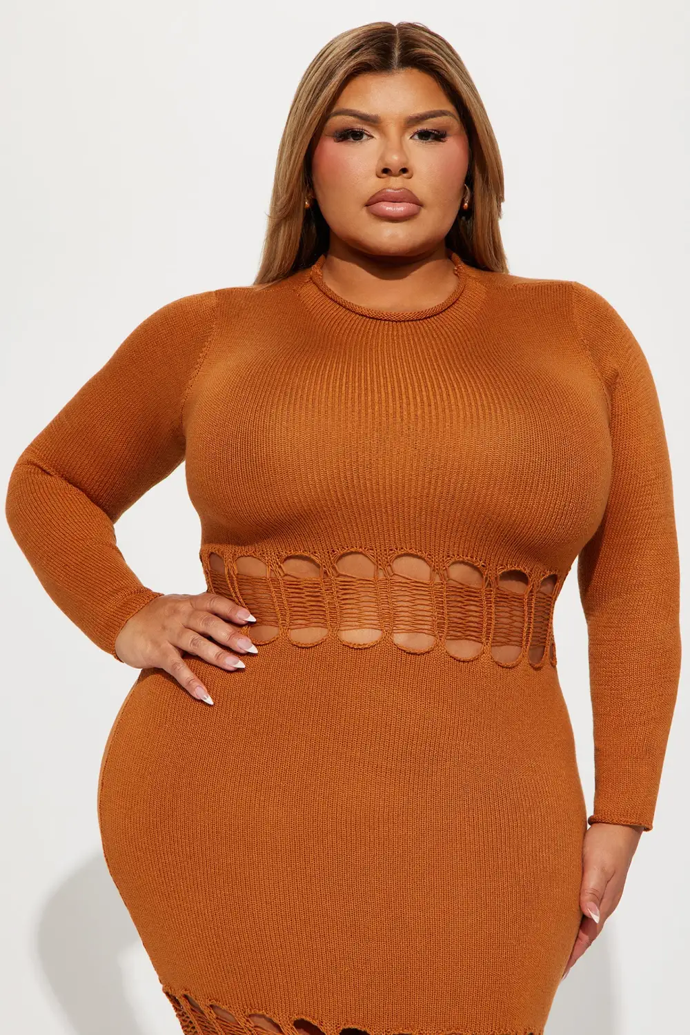 Tamara Sweater Midi Dress - Camel
