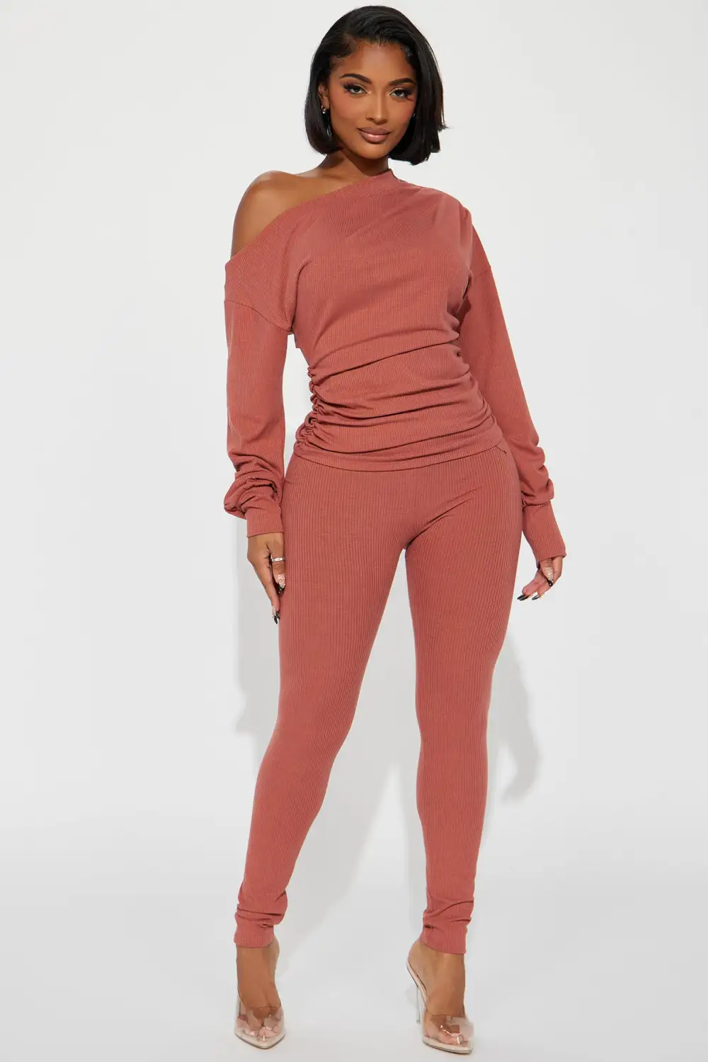 Taylor Off Shoulder Pant Set - Marsala