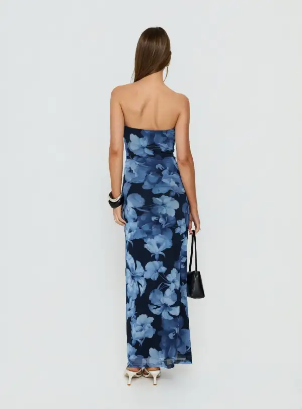 Subtle Texture Strapless Maxi Dress