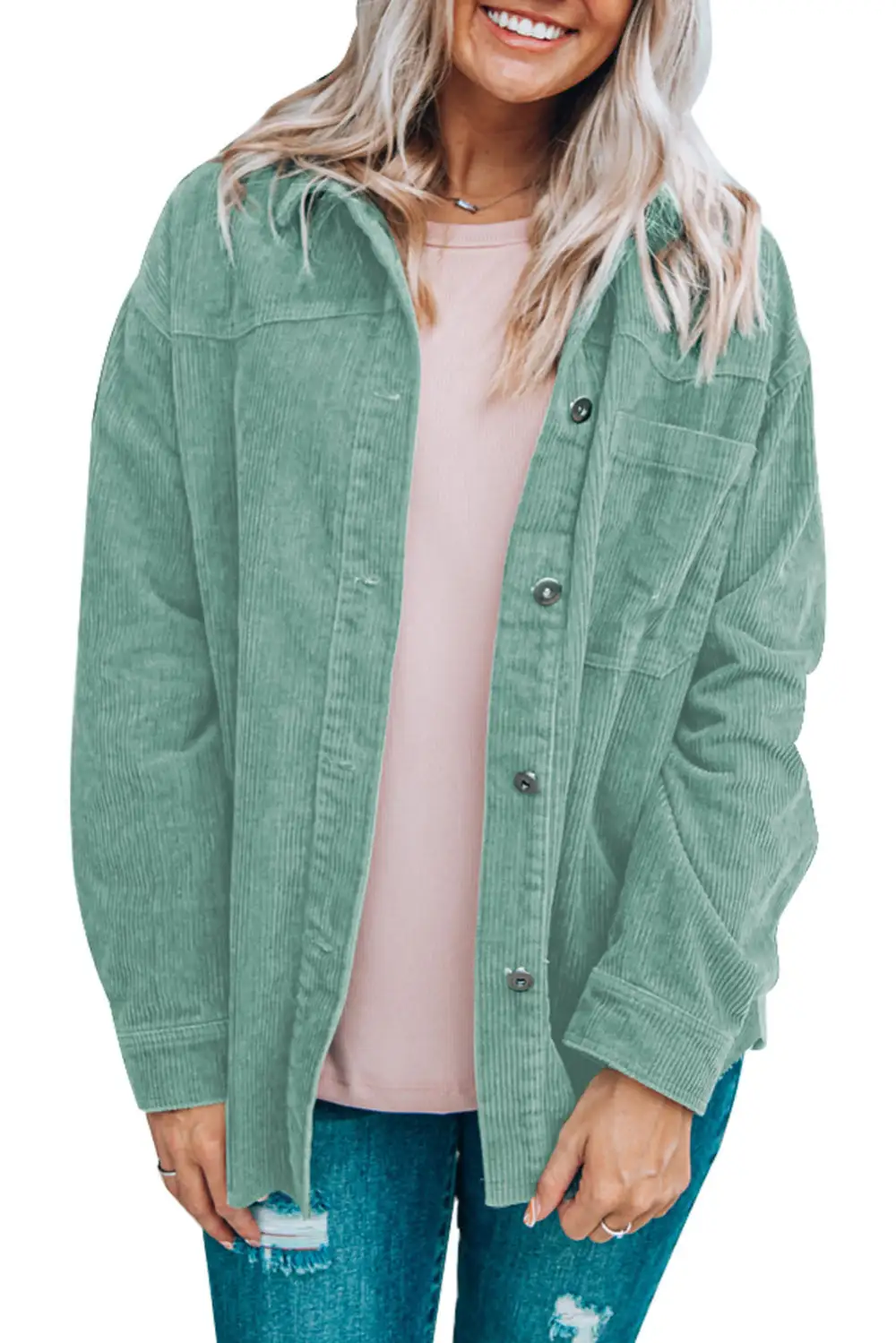 Corduroy Pocket Button Front Jacket