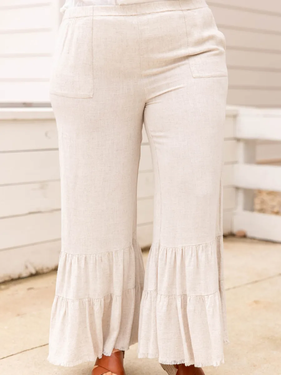 Pocket Hem Layered Flared Pants