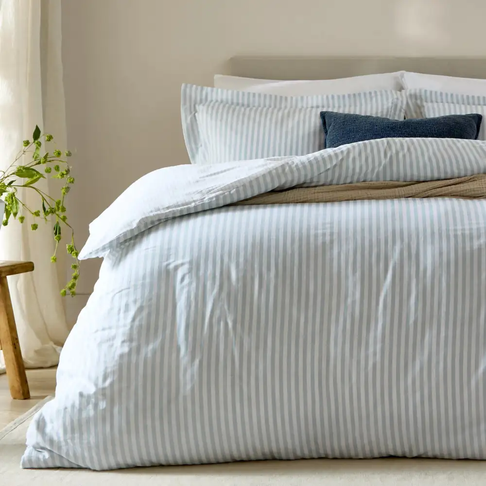 Refined Home Reversible Stripe Cotton Duvet Cover Set