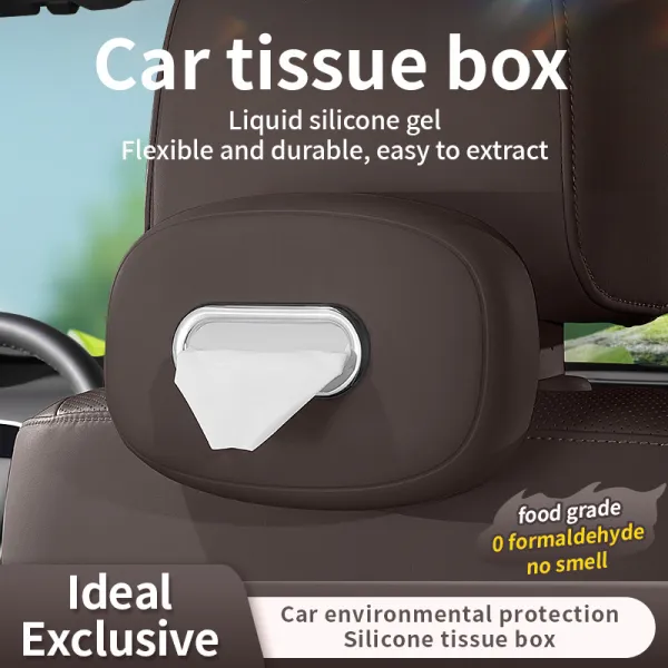 🚗 50% OFF Car Headrest Tissue Box Holder – Soft Silicone, Easy Reach & Washable