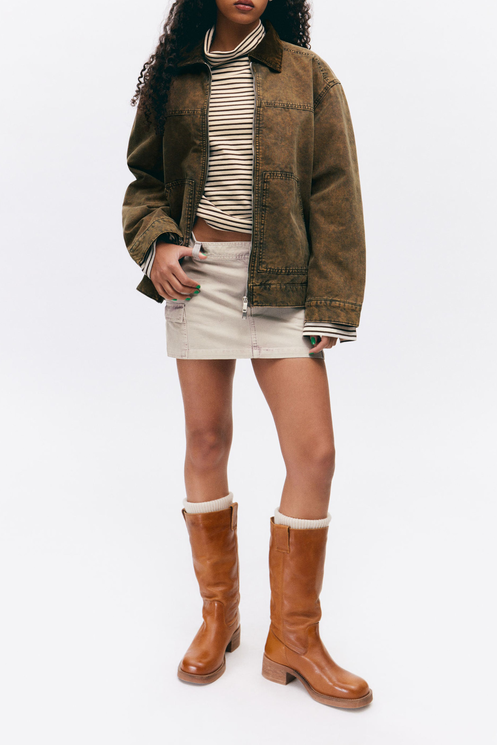 Zip Up Drop Shoulder Jacket